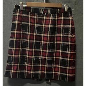 Jones New York Skirt Womens 12 Plaid 100% Pure Wool Lined